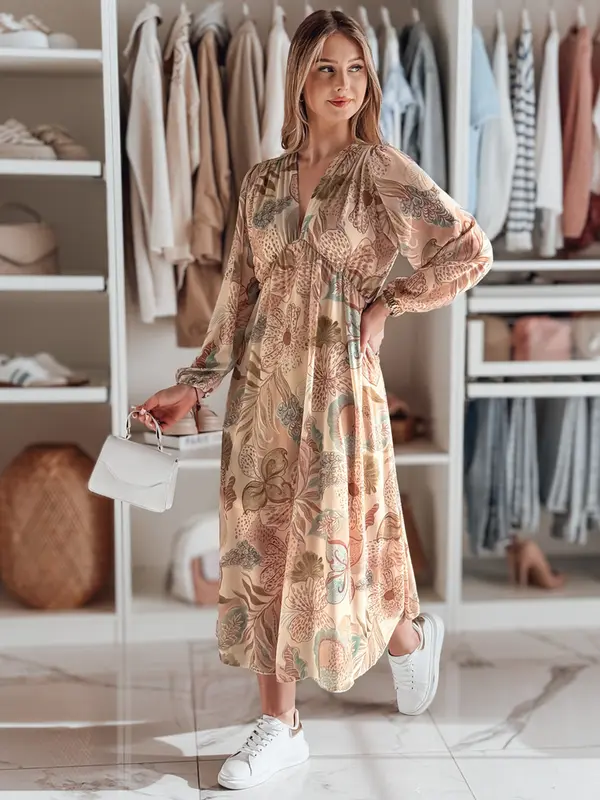 DStreet Midi obleka s cvetličnim vzorcem LILOVIE