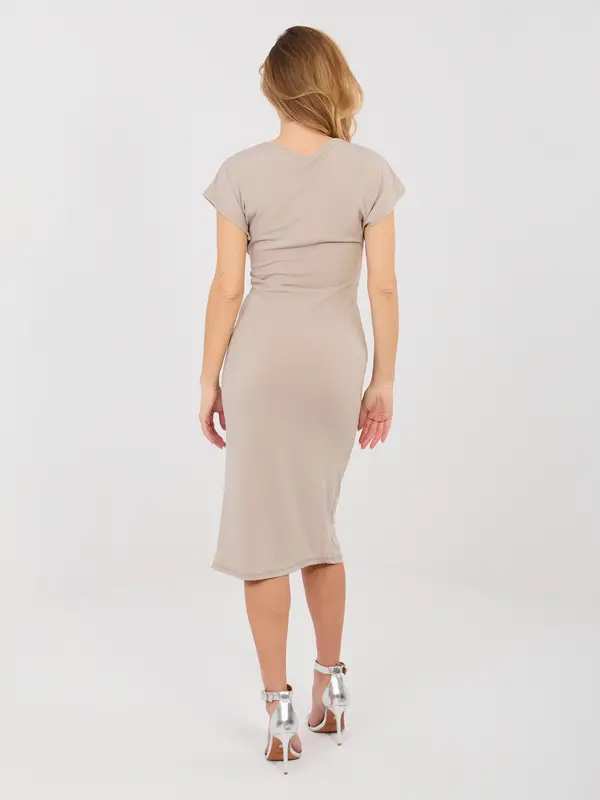 Italy Moda Midi obleka v temno bež barvi