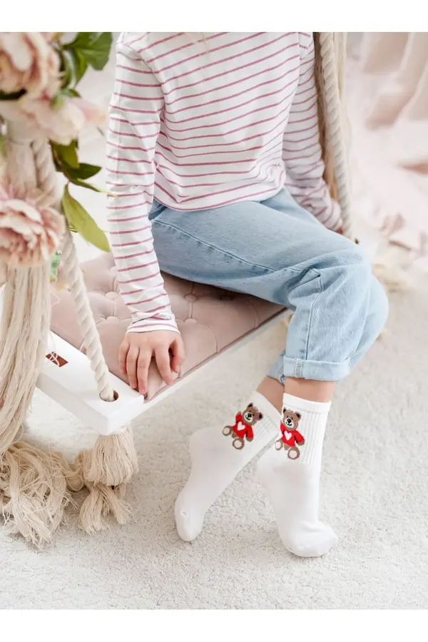 Milena Milena Children's Youth Socks Bear Ecru