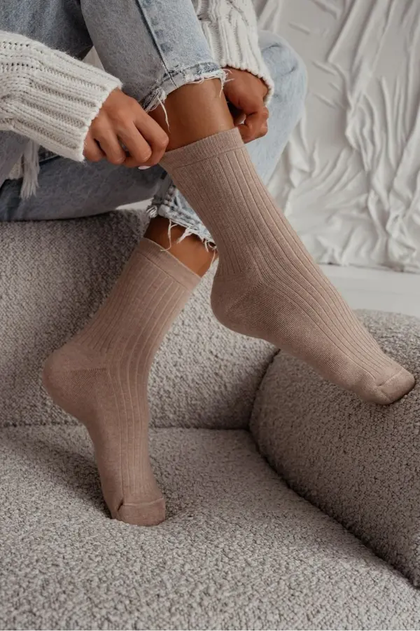 Milena Milena Women Socks Frotte In Stripe Chocolate