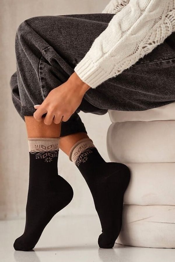 Milena Milena Women's Christmas Socks Half Frotte UNIQUE No Pressure Star Black