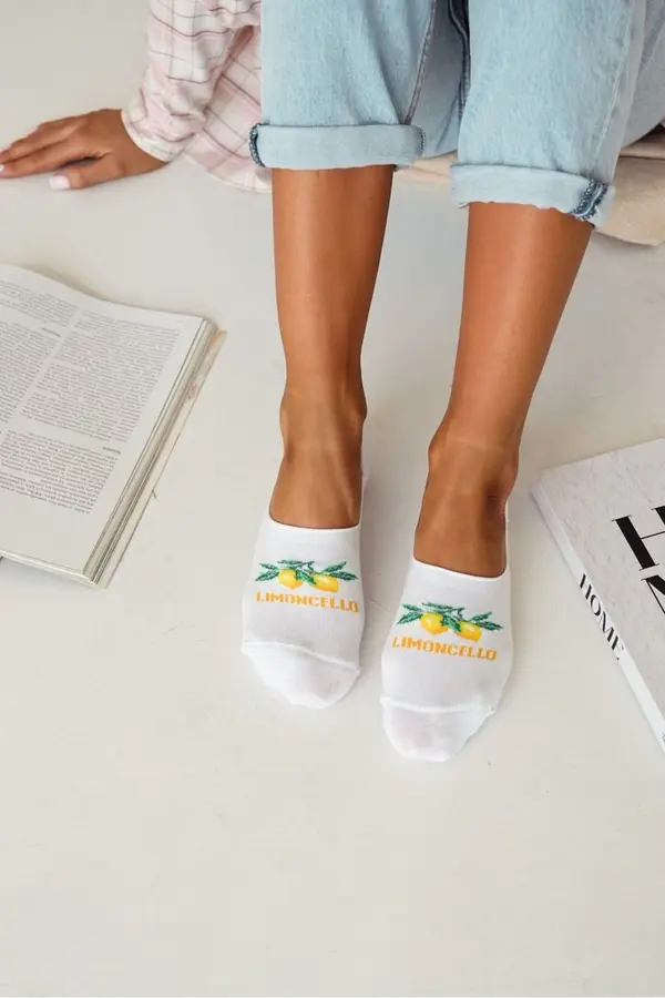 Milena Milena Women's Microstop Socks Cotton Limoncello White