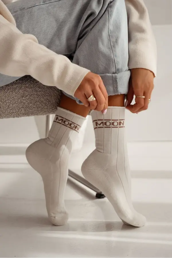 Milena Milena Women's Socks Pólfrotte UNIQUE Seamless MOON Ecru