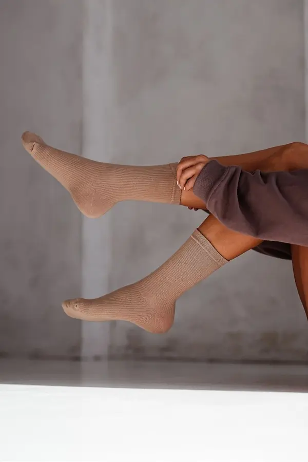 Milena Milena Women's Socks Ribbed Beige