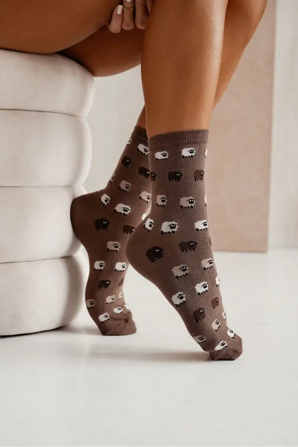 Milena Milena Women's Socks Sheep Brown