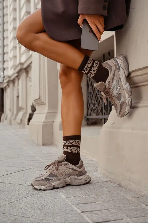 Milena Milena Women's Socks Two Spotted Stripes Brown