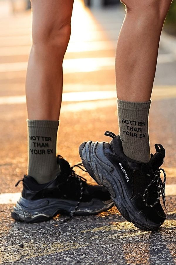 Milena Milena Women's socks with the text Hotter Than Your Ex olive