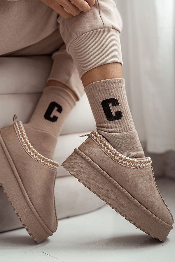 Milena Milena Women's terry socks with letter C beige