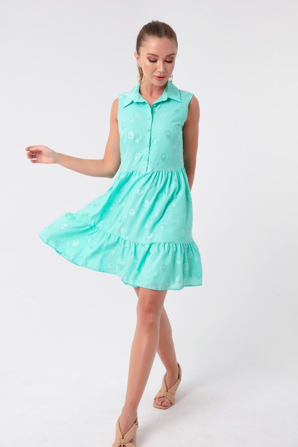 Lafaba Mini obleka Lafaba Women's Mint Green Ruffles