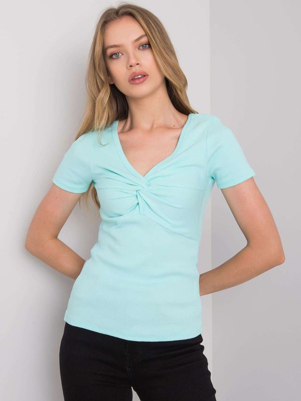 Fashionhunters Mint blouse with short sleeves