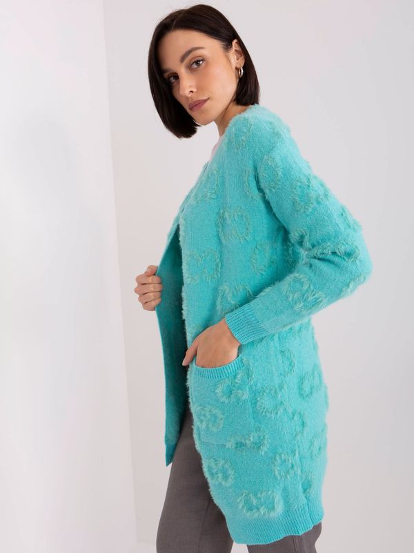 Fashionhunters Mint cardigan with patterns