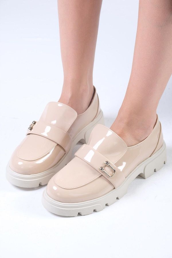 Mio Gusto Mio Gusto Katy Nude Women's Thick Sole Loafer Shoes