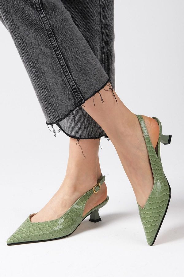 Mio Gusto Mio Gusto Nancy Green Color Open Back Short Heeled Shoes