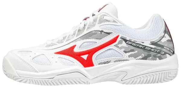 Mizuno Mizuno Breakshot 3 CC White/IgnititonRed EUR 32.5 Junior Tennis Shoes