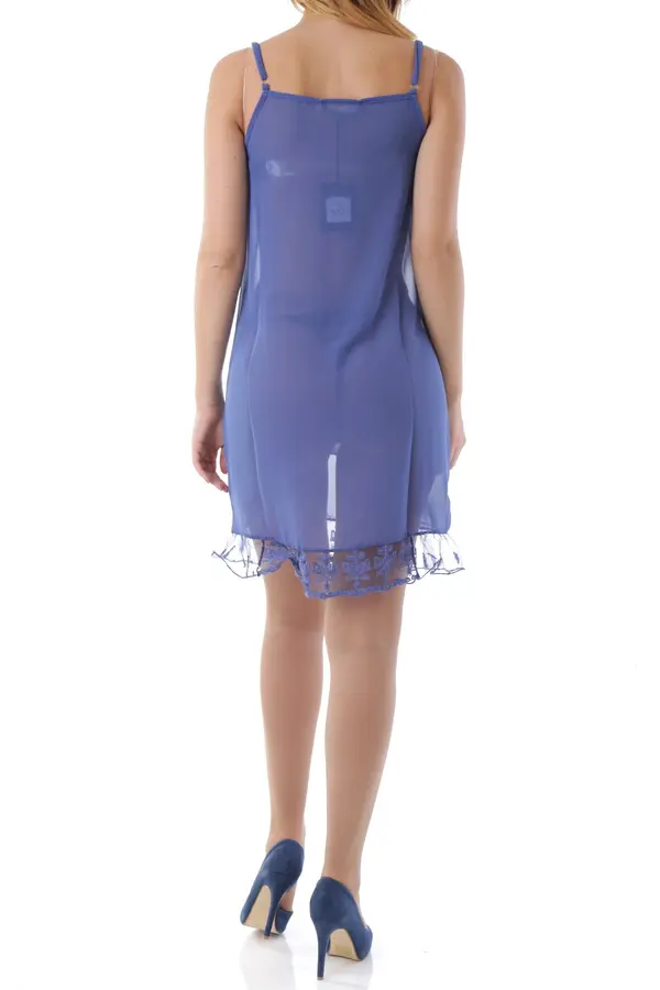 Rebecca Modra obleka brez naramnic