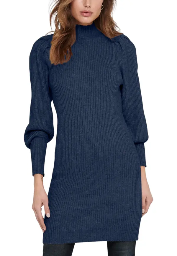 Only Modra obleka s puloverjem in ovratnikom