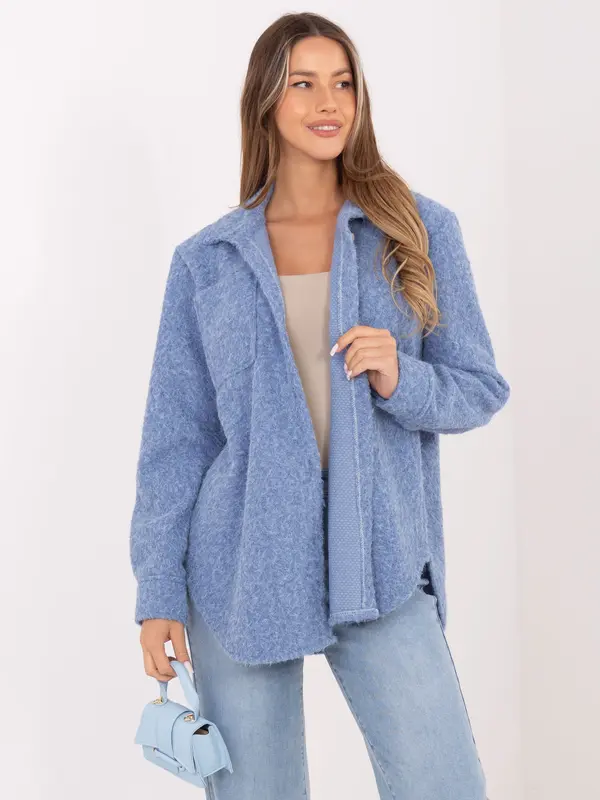 RUE PARIS Modra srajčna jakna z žepi