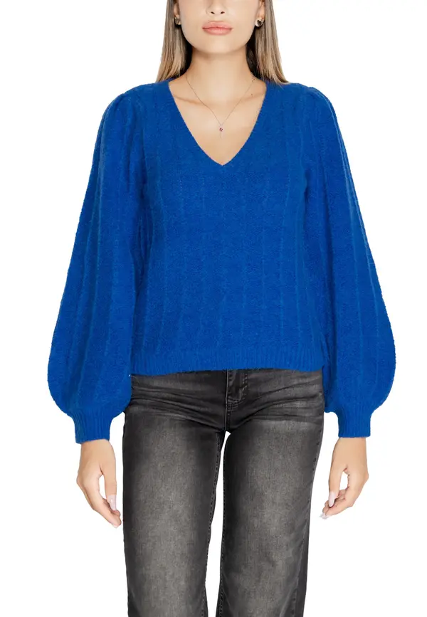 Guess Modri ​​pulover z V-izrezom