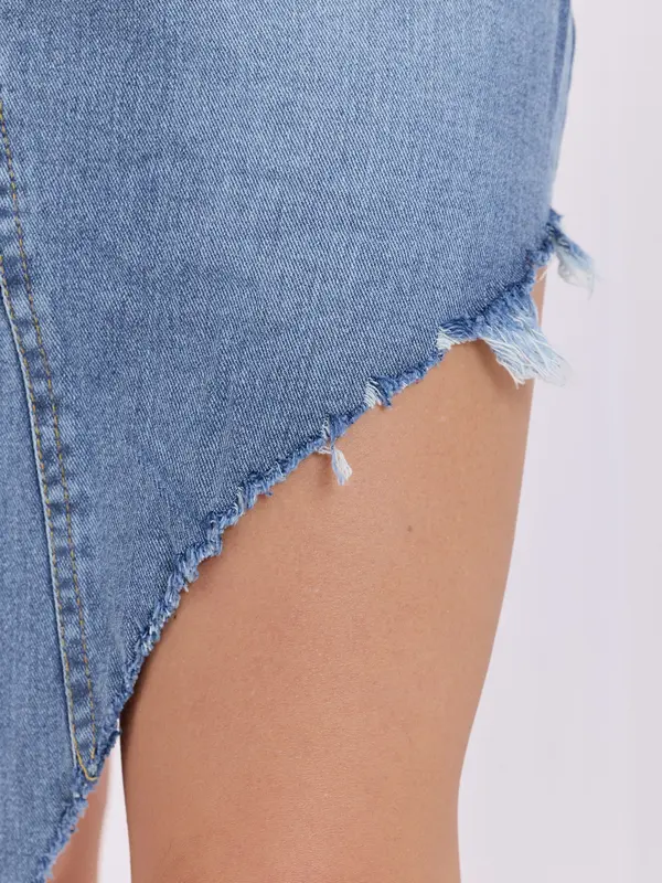 Factory Price Modro asimetrično jeans krilo