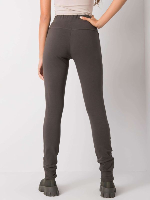 Fashionhunters Monochrome sweatpants in dark khaki color