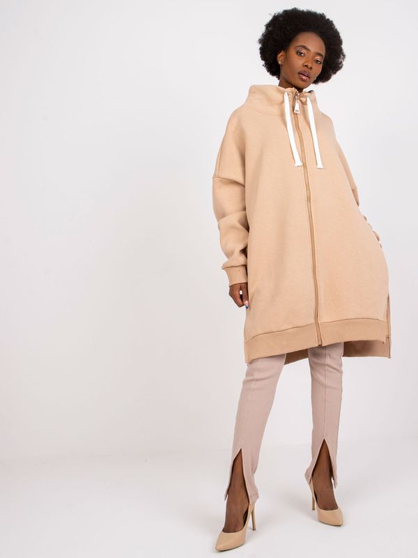 Fashionhunters Morocco beige zippered sweatshirt