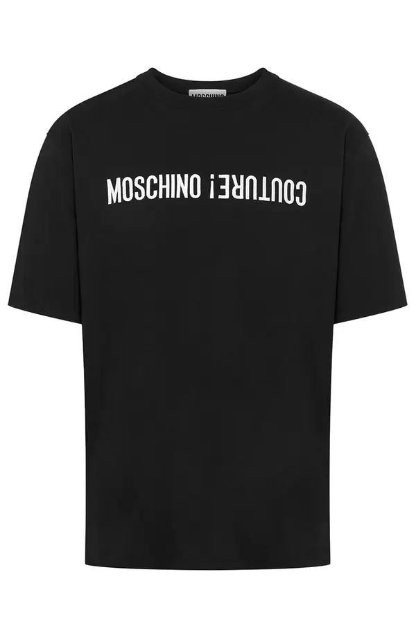 Moschino Moschino črna majica s potiskom