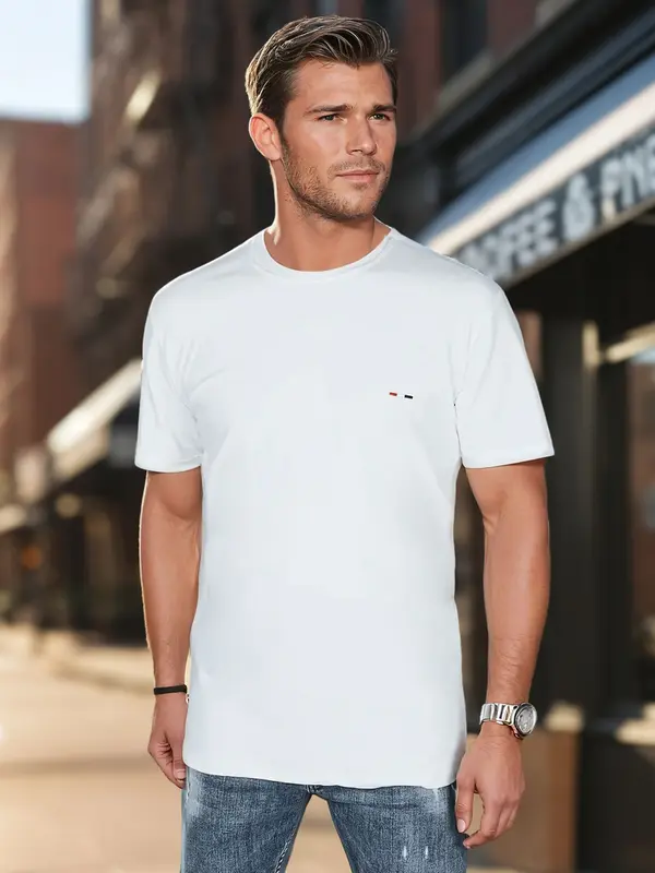 DStreet Moška bela majica z vezenjem