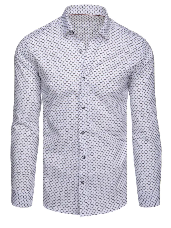 DStreet Moška bela srajca z geometrijskim vzorcem