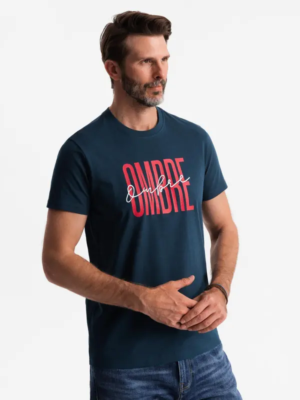 Ombre Moška bombažna majica Ombre z dvojnim logotipom