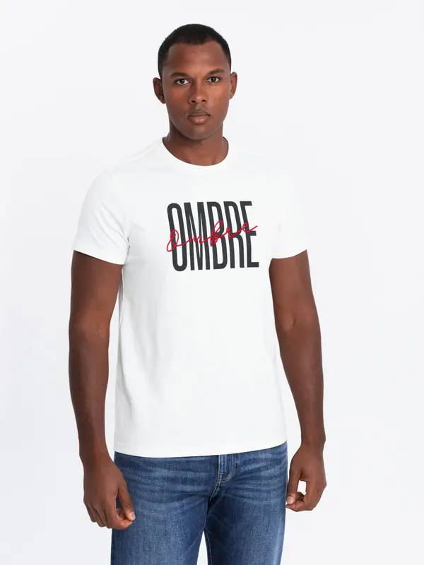 Ombre Moška bombažna majica z dvojnim ombre logotipom