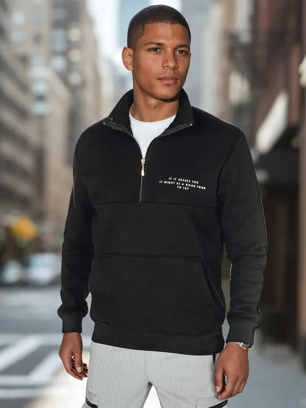 DStreet Moška črna jopa s potiskom