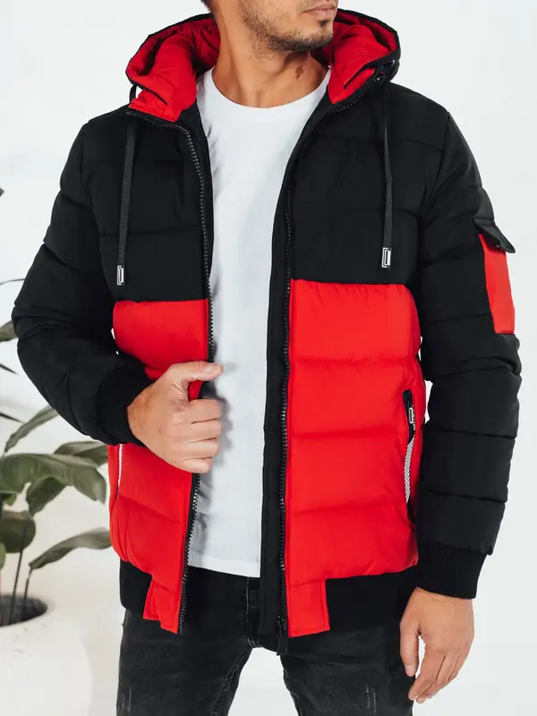 DStreet Moška črno-rdeča zimska jakna