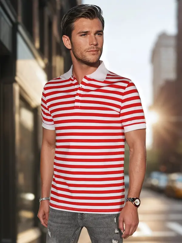 DStreet Moška črtasta polo majica