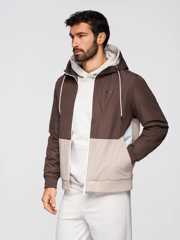 Ombre Moška funkcionalna prehodna jakna Ombre s kapuco - olivna