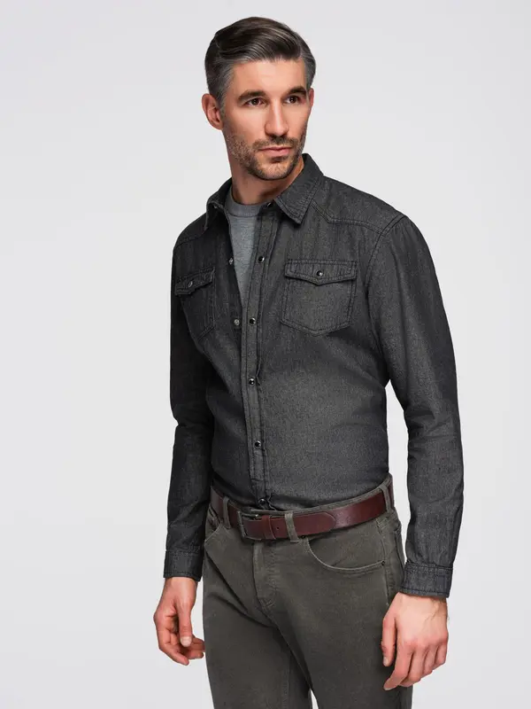 Ombre Moška jeans srajca z žepi