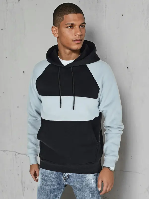 DStreet Moška jopa s kapuco v modro-črnih črtah