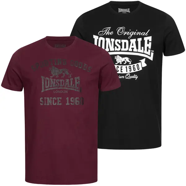 Lonsdale Moška majica Lonsdale 115086-Black/Oxblood