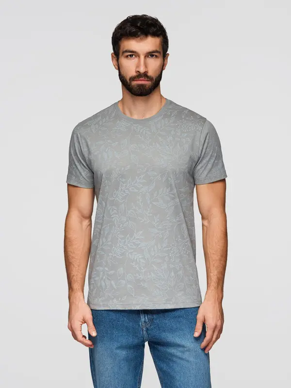 Ombre Moška majica Ombre s cvetličnim potiskom - siva