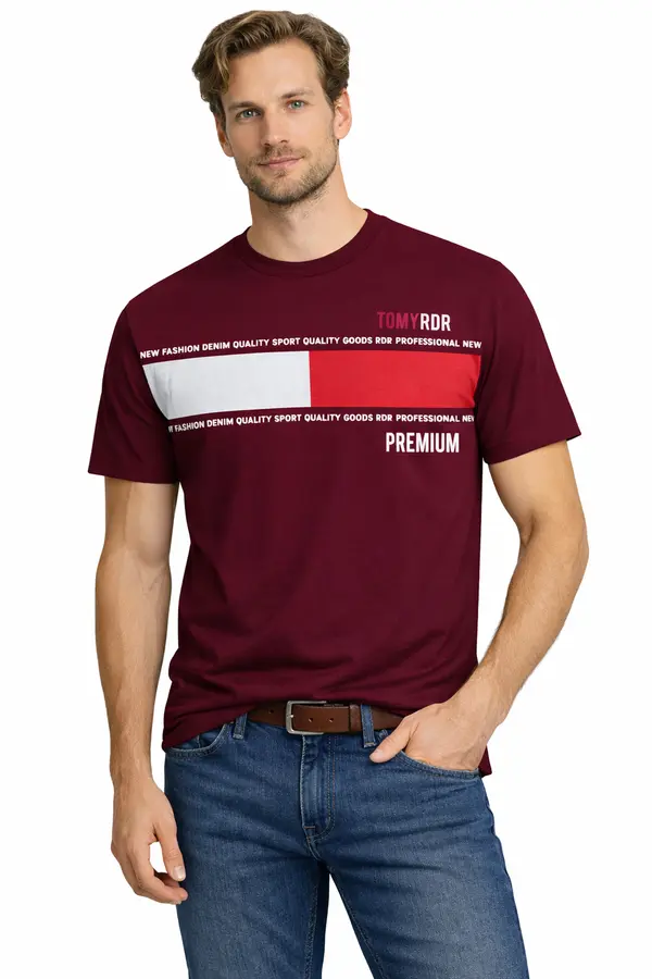 JUMPER Moška majica s kratkimi rokavi, bordo