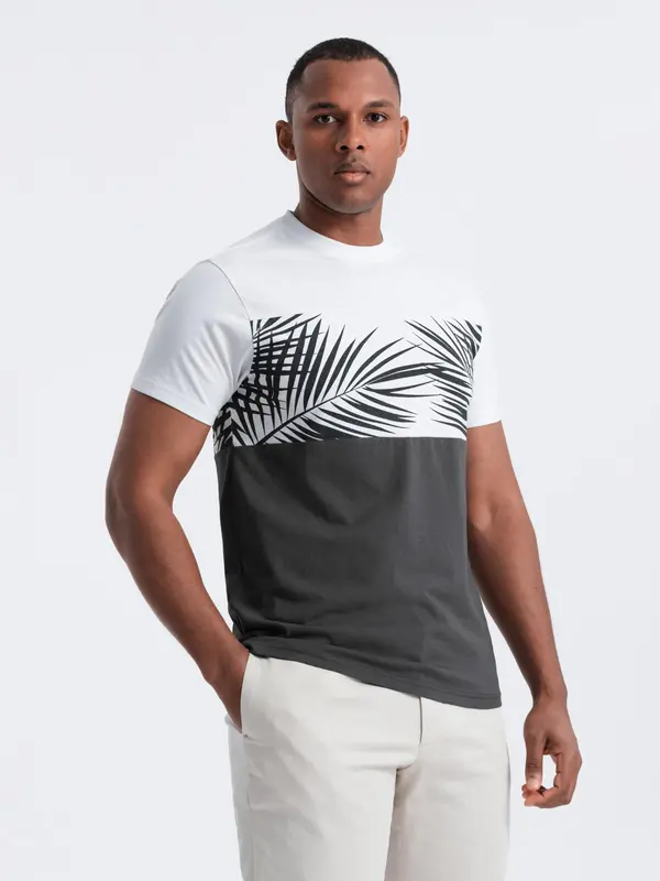 Ombre Moška majica s potiskom palm - grafitna