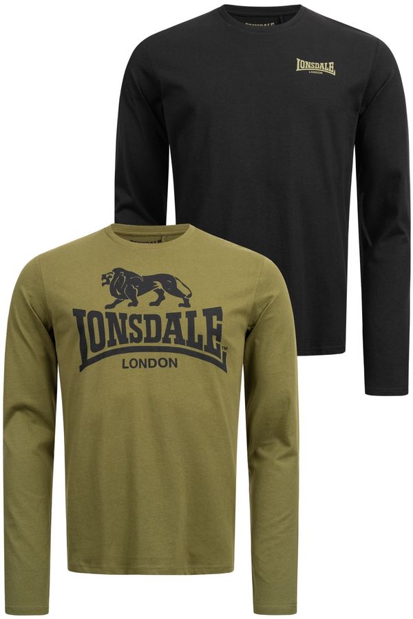 Lonsdale Moška majica z dolgimi rokavi Lonsdale 115087-Black/Olive