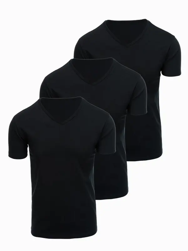 Ombre Moška majica z V-izrezom Ombre BASIC - 3x črna