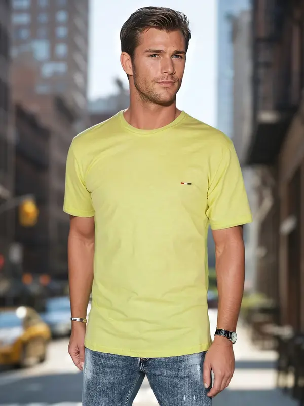 DStreet Moška majica z vezenjem, rumena