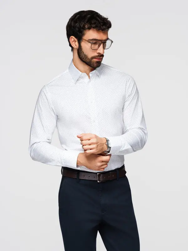Ombre Moška Ombre REGULAR FIT srajca z žepom - siva