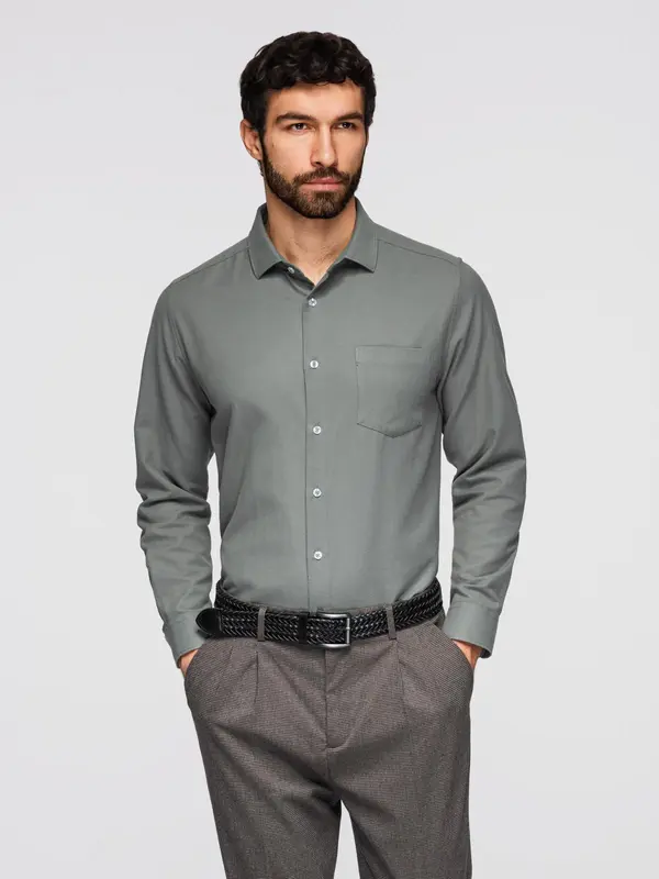 Ombre Moška ombre srajca z žepom - siva