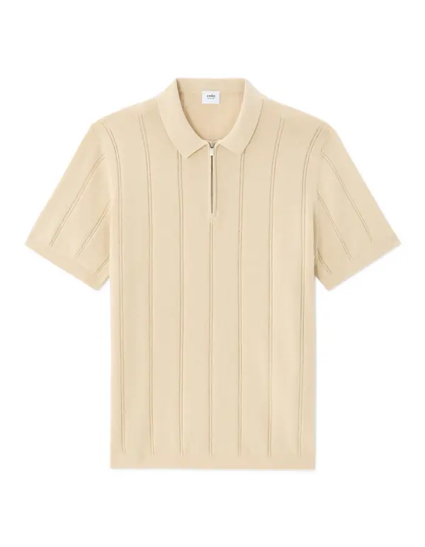 Celio Moška polo majica Celio Nedude v bež barvi