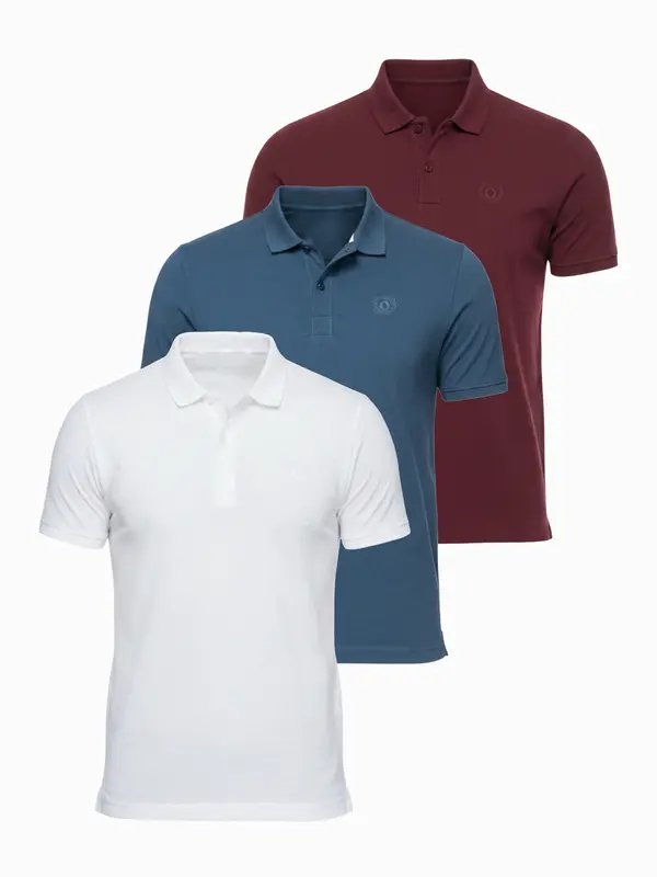 Ombre Moška polo majica Ombre - bela/bordo/modro modra