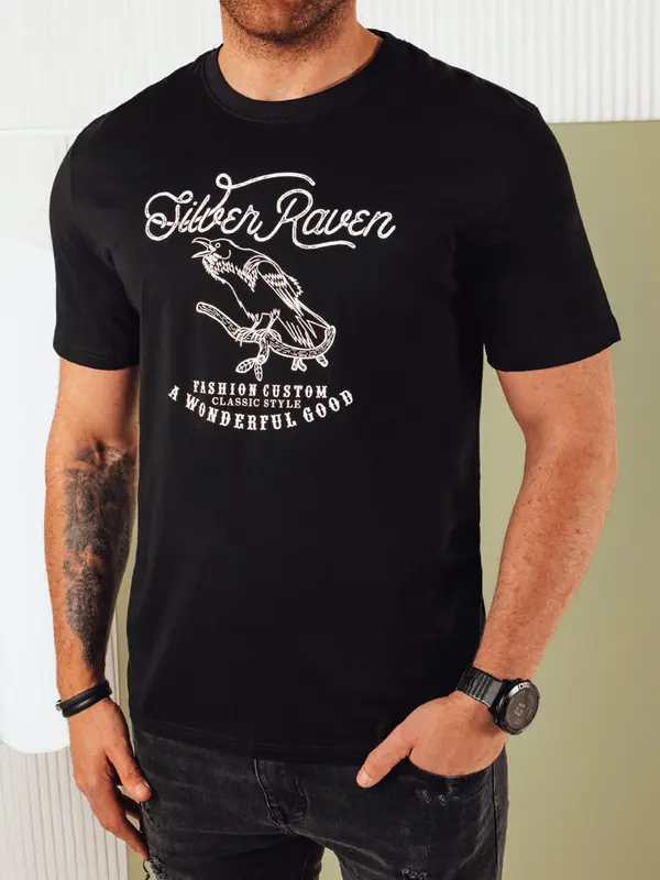 DStreet Moška potiskana majica, črna