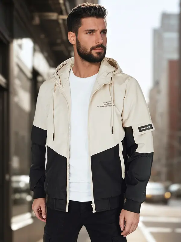 DStreet Moška prehodna jakna s kapuco, bež