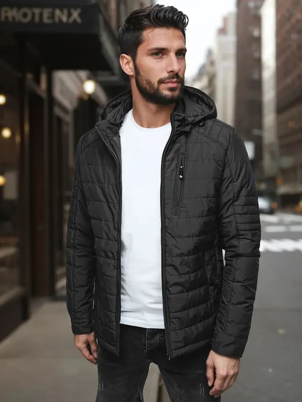 DStreet Moška prešita jakna s kapuco